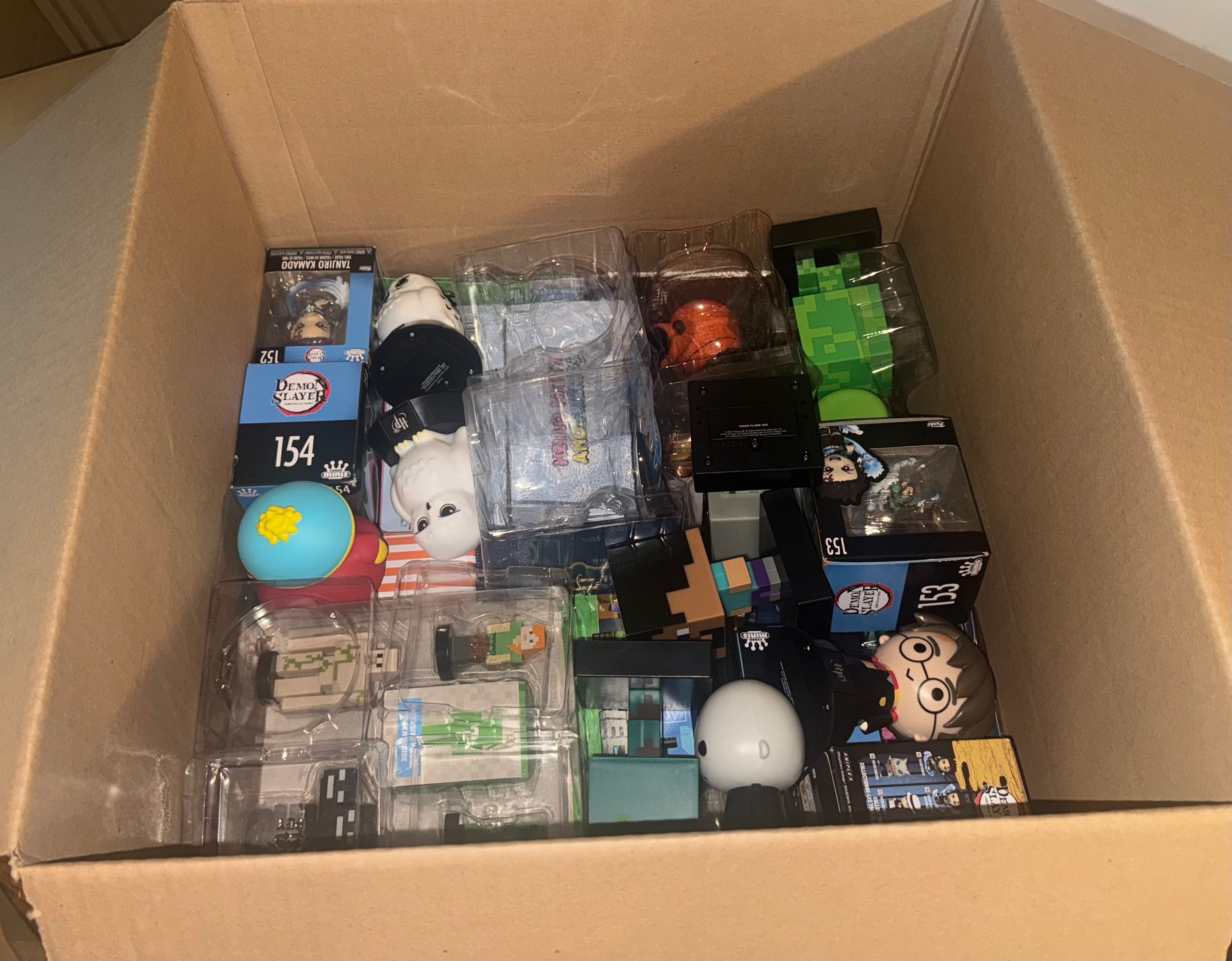 Assorted Collector's Lot – 39 Mini Figures (Demon Slayer, Hello Kitty, Funko, South Park, Minecraft & More)