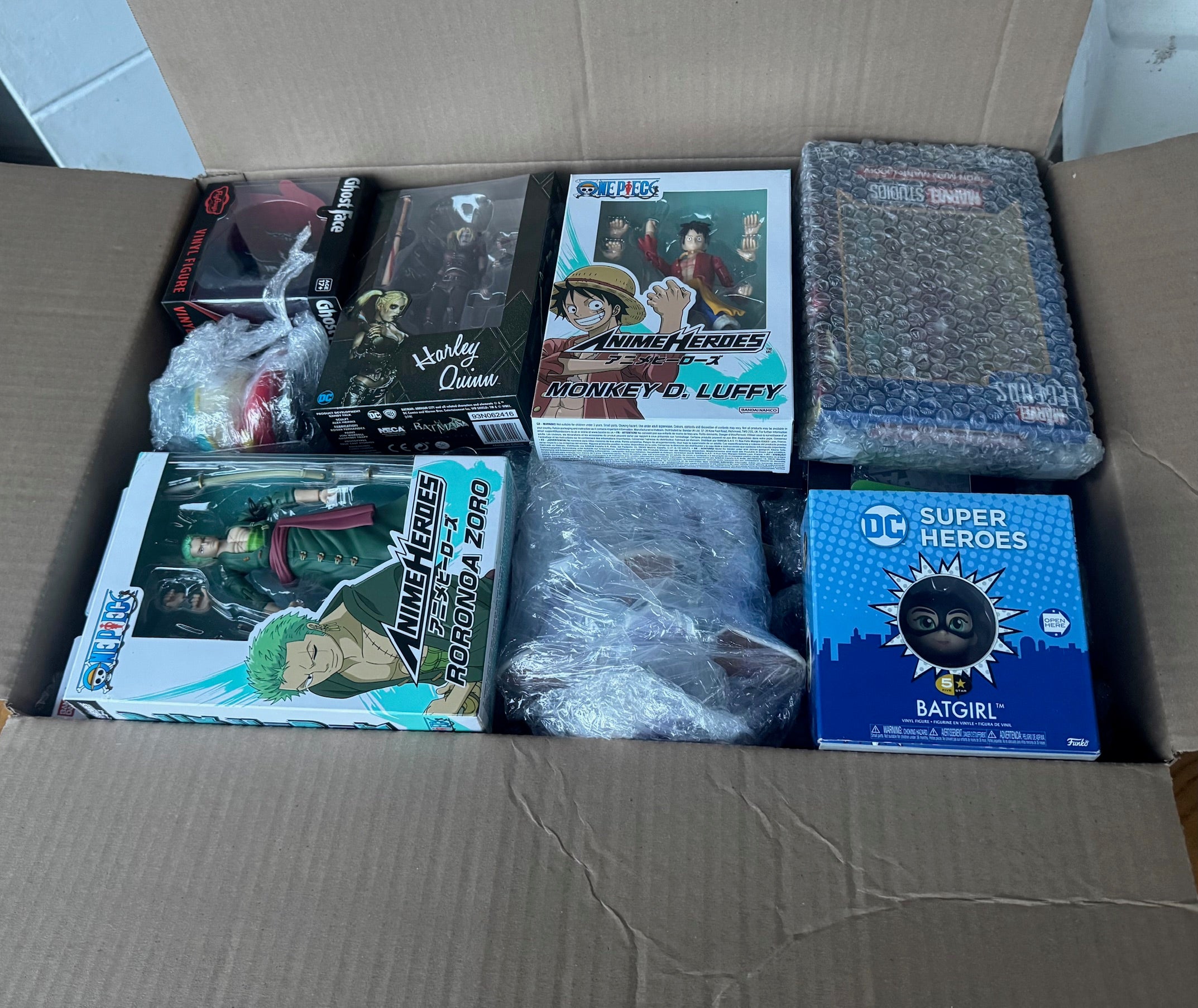 Assorted Licensed Anime & DC Figures Lot (28 Pieces)– One Piece, Harley Quinn, Zoro, Luffy + More 🔥 Discontinued Items
